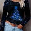 Women's T Shirt Tee Christmas Shirt Red Blue Purple Graphic Christmas Tree Print Long Sleeve Christmas Gift Weekend Basic Print Christmas Round Neck Regular Fit Floral Painting Fall & Winter 1 Women's T Shirt Tee Christmas Shirt Red Blue Purple Graphic Christmas Tree Print Long Sleeve Christmas Gift Weekend Basic Print Christmas Round Neck Regular Fit Floral Painting Fall & Winter -Cheap Women Clothing Store nkubvu1635156620626