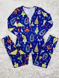 Women's Jumpsuit Print Geometric V Neck Active Xmas Home Christmas Regular Fit Long Sleeve White-1 Blue-3 Khaki-7 S M L Fall -Cheap Women Clothing Store nonxhw1695792458273