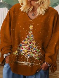 Women‘s Plus Size Christmas Tops T Shirt Tee Tree Print Long Sleeve V Neck Casual Festival Daily Polyester Winter Fall Green Blue 11 Women‘s Plus Size Christmas Tops T Shirt Tee Tree Print Long Sleeve V Neck Casual Festival Daily Polyester Winter Fall Green Blue -Cheap Women Clothing Store npinmg1667211522276