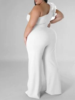 Women's Jumpsuit Mesh Backless Solid Color One Shoulder Streetwear Street Xmas Daily Christmas Loose Fit Sleeveless Black White Red L XL XXL Summer -Cheap Women Clothing Store nqtpcy1680071159999