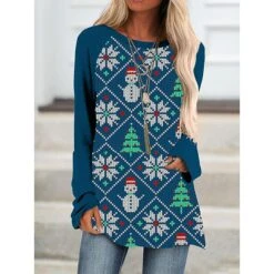 Women's Shirt Christmas Shirt Light Green Royal Blue Blue Christmas Tree Snowflake Ugly Christmas Print Long Sleeve Christmas Weekend Streetwear Casual Christmas Round Neck Regular Fit 9 Women's Shirt Christmas Shirt Light Green Royal Blue Blue Christmas Tree Snowflake Ugly Christmas Print Long Sleeve Christmas Weekend Streetwear Casual Christmas Round Neck Regular Fit -Cheap Women Clothing Store nqzlav1666078625716