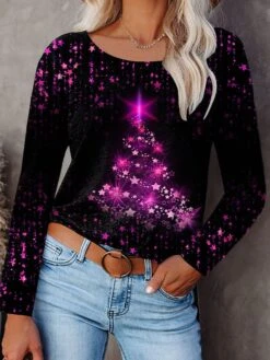 Women's T Shirt Tee Christmas Shirt Red Blue Purple Graphic Christmas Tree Print Long Sleeve Christmas Gift Weekend Basic Print Christmas Round Neck Regular Fit Floral Painting Fall & Winter 8 Women's T Shirt Tee Christmas Shirt Red Blue Purple Graphic Christmas Tree Print Long Sleeve Christmas Gift Weekend Basic Print Christmas Round Neck Regular Fit Floral Painting Fall & Winter -Cheap Women Clothing Store ntyuwh1635156622318