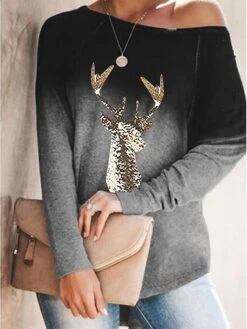 2023 Foreign Trade Autumn Clothing New Long-sleeved Round Neck Gradient Element Aliexpress Amazon Ebay Christmas Printing Women's Clothing -Cheap Women Clothing Store nvdicz1666413956663