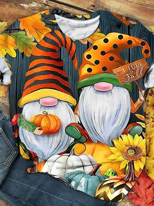 Women's T Shirt Tee Christmas Shirt White Red Blue Santa's Helper Print Short Sleeve Christmas Weekend Festival / Holiday Christmas Round Neck Regular Fit Painting Summer 5 Women's T Shirt Tee Christmas Shirt White Red Blue Santa's Helper Print Short Sleeve Christmas Weekend Festival / Holiday Christmas Round Neck Regular Fit Painting Summer - Image 3