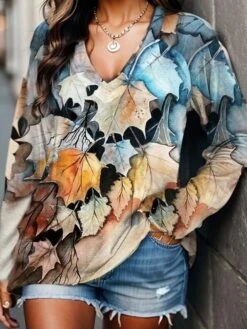 Women's T Shirt Tee Christmas Shirt Black Pink Blue Snowman Print Long Sleeve Christmas Weekend Fashion Christmas V Neck Regular Fit Painting Spring &Fall -Cheap Women Clothing Store oaqjlv1694945655239