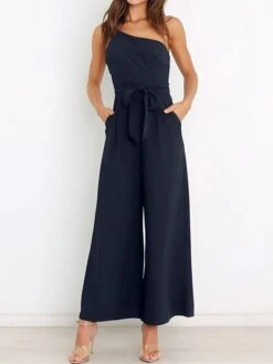 Women's Jumpsuit Pocket High Waist Solid Color One Shoulder Elegant Party Christmas Regular Fit Sleeveless Yellow Army Green Red S M L Fall 36 Women's Jumpsuit Pocket High Waist Solid Color One Shoulder Elegant Party Christmas Regular Fit Sleeveless Yellow Army Green Red S M L Fall -Cheap Women Clothing Store obgdkx1697018372363