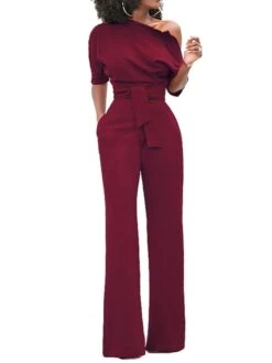 Jumpsuits For Women Dressy Pocket High Waist Solid Color One Shoulder Elegant Xmas Party Christmas Street Regular Fit Half Sleeve Black Blue Yellow S M L Fall Winter Summer 34 Jumpsuits For Women Dressy Pocket High Waist Solid Color One Shoulder Elegant Xmas Party Christmas Street Regular Fit Half Sleeve Black Blue Yellow S M L Fall Winter Summer -Cheap Women Clothing Store obtbty1666854274316