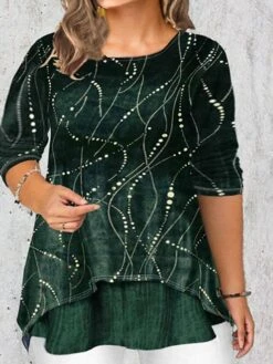 Women's Shirt Blouse Wine Blue Purple Polka Dot Sunflower Print Half Sleeve Christmas Daily Vacation Holiday Casual Crew Neck Regular Fit Fall Winter -Cheap Women Clothing Store oeogzx1640071581872