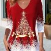Women's T Shirt Tee Christmas Shirt Black Red Blue Christmas Tree Print Long Sleeve Party Christmas Weekend Festival / Holiday Print Christmas V Neck Regular Fit Painting Spring &Fall 1 Women's T Shirt Tee Christmas Shirt Black Red Blue Christmas Tree Print Long Sleeve Party Christmas Weekend Festival / Holiday Print Christmas V Neck Regular Fit Painting Spring &Fall -Cheap Women Clothing Store ognwvz1693906261501