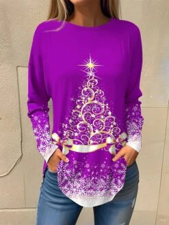 Women's T Shirt Tee Christmas Shirt Black Red Blue Christmas Tree Print Long Sleeve Party Christmas Weekend Festival / Holiday Print Christmas Round Neck Regular Fit Painting Spring &Fall 12 Women's T Shirt Tee Christmas Shirt Black Red Blue Christmas Tree Print Long Sleeve Party Christmas Weekend Festival / Holiday Print Christmas Round Neck Regular Fit Painting Spring &Fall -Cheap Women Clothing Store olduiz1695291073647