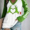 Women's T Shirt Tee Christmas Shirt White Green Graphic Ugly Christmas Monster Print Long Sleeve Daily Weekend Fashion Christmas V Neck Regular Fit Painting Spring &Fall 2 Women's T Shirt Tee Christmas Shirt White Green Graphic Ugly Christmas Monster Print Long Sleeve Daily Weekend Fashion Christmas V Neck Regular Fit Painting Spring &Fall -Cheap Women Clothing Store ornhbf1695291362285