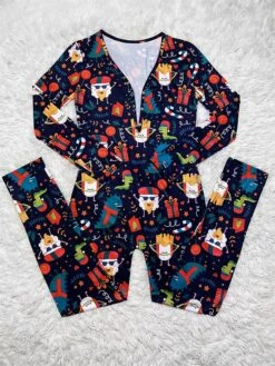 Women's Jumpsuit Print Geometric V Neck Active Xmas Home Christmas Regular Fit Long Sleeve White-1 Blue-3 Khaki-7 S M L Fall -Cheap Women Clothing Store ouwumf1695792460163