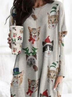 Women's Shirt Christmas Shirt Red Blue Green Cat Santa Claus Snowflake Pocket Print Long Sleeve Christmas Weekend Streetwear Christmas Round Neck Regular Fit Spring Fall 24 Women's Shirt Christmas Shirt Red Blue Green Cat Santa Claus Snowflake Pocket Print Long Sleeve Christmas Weekend Streetwear Christmas Round Neck Regular Fit Spring Fall -Cheap Women Clothing Store ovlwbe1665657728715