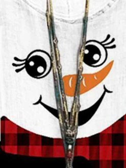 Women‘s Plus Size Christmas Tops Blouse Shirt Snowman Print Long Sleeve Crewneck Casual Daily Polyester Winter Fall White -Cheap Women Clothing Store owaueg1666171622854