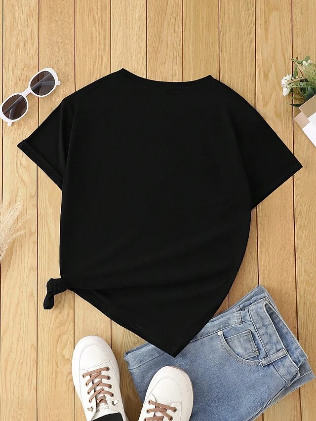 Women's T Shirt Tee Christmas Shirt Black Animal Print Short Sleeve Christmas Weekend Festival / Holiday Christmas Round Neck Regular Fit Painting Summer 4 Women's T Shirt Tee Christmas Shirt Black Animal Print Short Sleeve Christmas Weekend Festival / Holiday Christmas Round Neck Regular Fit Painting Summer - Image 2