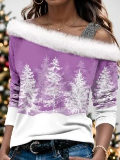 Women's Shirt Blouse Christmas Shirt Pink Blue Purple Graphic Print Long Sleeve Party Christmas Casual Festival / Holiday Fur Collar Regular Fit Fall & Winter 11 Women's Shirt Blouse Christmas Shirt Pink Blue Purple Graphic Print Long Sleeve Party Christmas Casual Festival / Holiday Fur Collar Regular Fit Fall & Winter -Cheap Women Clothing Store pfvfpk1697451997210
