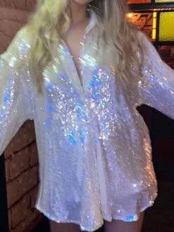 Women's Shirt Blouse Silver Blue Green Sparkly Sequins Long Sleeve Party Christmas Fashion Shirt Collar Regular Fit Spring &Fall 23 Women's Shirt Blouse Silver Blue Green Sparkly Sequins Long Sleeve Party Christmas Fashion Shirt Collar Regular Fit Spring &Fall -Cheap Women Clothing Store pgcnkr1697193543813