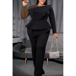 Cheap Women Clothing Store 3 Women's Jumpsuit Solid Color One Shoulder Elegant Wedding Cocktail Party Christmas Regular Fit Long Sleeve Black White S M L Spring