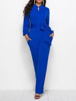 Women's Jumpsuit Lace Up Pocket Solid Color Stand Collar Streetwear Xmas Street Christmas Daily Regular Fit Long Sleeve Black Wine Red S M L Fall -Cheap Women Clothing Store pmcexs1692616043239