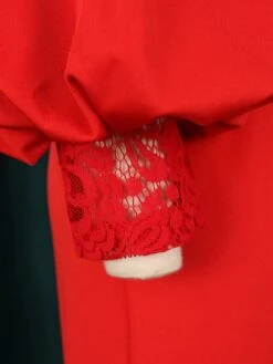 Women's Jumpsuit Flower Lace Solid Color Crew Neck Formal Birthday Party Christmas Evening Straight Regular Fit Long Sleeve Bishop Sleeve Red S M L Fall Cold Weather -Cheap Women Clothing Store pmoblf1644990705720