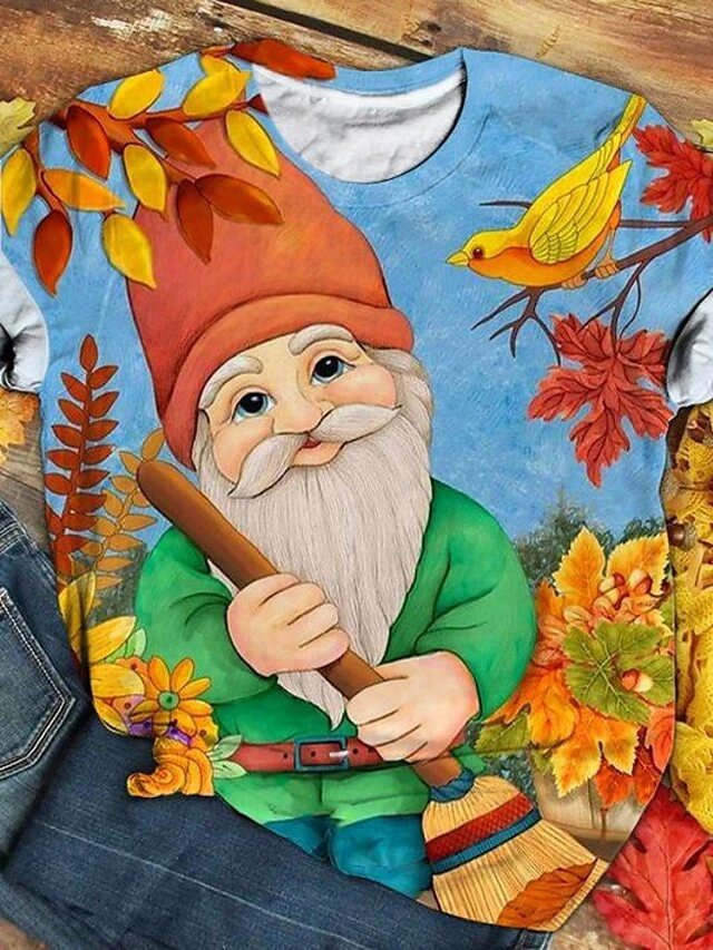 Women's T Shirt Tee Christmas Shirt White Red Blue Santa's Helper Print Short Sleeve Christmas Weekend Festival / Holiday Christmas Round Neck Regular Fit Painting Summer 6 Women's T Shirt Tee Christmas Shirt White Red Blue Santa's Helper Print Short Sleeve Christmas Weekend Festival / Holiday Christmas Round Neck Regular Fit Painting Summer - Image 4