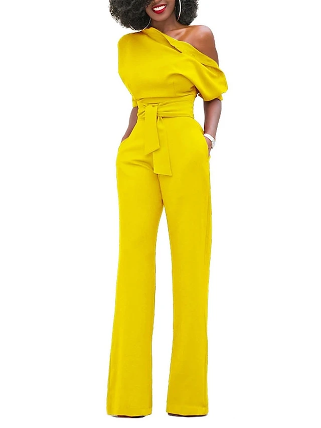 Women's Jumpsuit For Special Occasions Christmas Pocket High Waist Solid Color Cold Shoulder Business Office Work Party Xmas Regular Fit Half Sleeve Black White Yellow S M L Summer 21 Women's Jumpsuit For Special Occasions Christmas Pocket High Waist Solid Color Cold Shoulder Business Office Work Party Xmas Regular Fit Half Sleeve Black White Yellow S M L Summer - Image 19