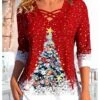 Women's T Shirt Tee Christmas Shirt Red Christmas Tree Print Long Sleeve Party Christmas Weekend Festival / Holiday V Neck Regular Fit Painting Spring &Fall 2 Women's T Shirt Tee Christmas Shirt Red Christmas Tree Print Long Sleeve Party Christmas Weekend Festival / Holiday V Neck Regular Fit Painting Spring &Fall -Cheap Women Clothing Store pyfqyt1697624616692