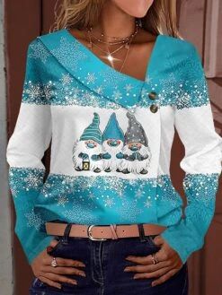 Women's Shirt Blouse Christmas Shirt Pink Red Blue Graphic Snowflake Button Print Long Sleeve Party Christmas Casual Festival / Holiday Print V Neck Regular Fit Spring &Fall 9 Women's Shirt Blouse Christmas Shirt Pink Red Blue Graphic Snowflake Button Print Long Sleeve Party Christmas Casual Festival / Holiday Print V Neck Regular Fit Spring &Fall -Cheap Women Clothing Store pzdfml1695035650209