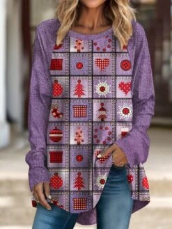 Women's T Shirt Tee Christmas Shirt Blue Purple Green Graphic Christmas Tree Print Long Sleeve Christmas Weekend Festival / Holiday Round Neck Regular Fit Painting Spring &Fall 7 Women's T Shirt Tee Christmas Shirt Blue Purple Green Graphic Christmas Tree Print Long Sleeve Christmas Weekend Festival / Holiday Round Neck Regular Fit Painting Spring &Fall -Cheap Women Clothing Store pzhpld1695727039084