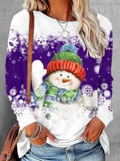 Women's T Shirt Tee Christmas Shirt Black Pink Red Snowman Snowflake Print Long Sleeve Christmas Weekend Basic Christmas Round Neck Regular Fit Painting Fall & Winter 17 Women's T Shirt Tee Christmas Shirt Black Pink Red Snowman Snowflake Print Long Sleeve Christmas Weekend Basic Christmas Round Neck Regular Fit Painting Fall & Winter -Cheap Women Clothing Store pzqvxy1668479201366