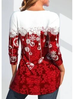 Women's Blouse Christmas Shirt Red Snowflake Print Long Sleeve Party Christmas Casual Festival / Holiday Round Neck Regular Fit Spring &Fall 7 Women's Blouse Christmas Shirt Red Snowflake Print Long Sleeve Party Christmas Casual Festival / Holiday Round Neck Regular Fit Spring &Fall -Cheap Women Clothing Store qhkrab1697625412137