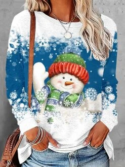 Women's T Shirt Tee Christmas Shirt Black Pink Red Snowman Snowflake Print Long Sleeve Christmas Weekend Basic Christmas Round Neck Regular Fit Painting Fall & Winter 12 Women's T Shirt Tee Christmas Shirt Black Pink Red Snowman Snowflake Print Long Sleeve Christmas Weekend Basic Christmas Round Neck Regular Fit Painting Fall & Winter -Cheap Women Clothing Store qlckkh1668479195490