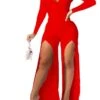 Women's Jumpsuit Split Solid Color V Neck Streetwear Xmas Party Christmas Going Out Regular Fit Long Sleeve Green Red White S M L Winter -Cheap Women Clothing Store qxgczr1663059047226