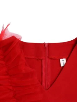 Women's Jumpsuit Ruffle High Waist Solid Color V Neck Christmas Business Office Work Xmas Regular Fit Long Sleeve White Yellow Red S M L Fall -Cheap Women Clothing Store qxyayj1695792423908