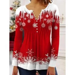 Women's Shirt Christmas Shirt Black Wine Red Color Block Snowflake Button Print Long Sleeve Christmas Weekend Streetwear Casual Round Neck Regular Fit Spring Fall 10 Women's Shirt Christmas Shirt Black Wine Red Color Block Snowflake Button Print Long Sleeve Christmas Weekend Streetwear Casual Round Neck Regular Fit Spring Fall -Cheap Women Clothing Store rfqifs1664676191144