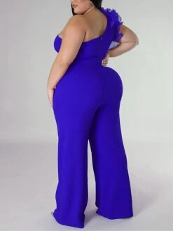 Women's Jumpsuit Mesh Backless Solid Color One Shoulder Streetwear Street Xmas Daily Christmas Loose Fit Sleeveless Black White Red L XL XXL Summer -Cheap Women Clothing Store rgjpsp1680071161020