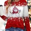 Women's T Shirt Tee Christmas Shirt Red Blue Purple Snowman Snowflake Print Long Sleeve Party Christmas Weekend Festival / Holiday Round Neck Regular Fit Painting Spring &Fall 2 Women's T Shirt Tee Christmas Shirt Red Blue Purple Snowman Snowflake Print Long Sleeve Party Christmas Weekend Festival / Holiday Round Neck Regular Fit Painting Spring &Fall -Cheap Women Clothing Store riqwee1697455287369