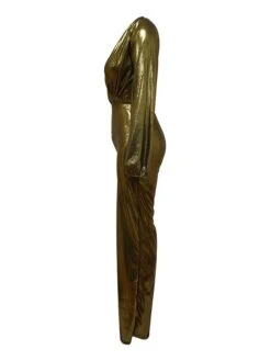 Women's Jumpsuit High Christmas Waist Solid Color V Neck Streetwear Party Xmas Street Regular Fit Long Sleeve Gold Green S M L Fall -Cheap Women Clothing Store rjcsft1695281844725