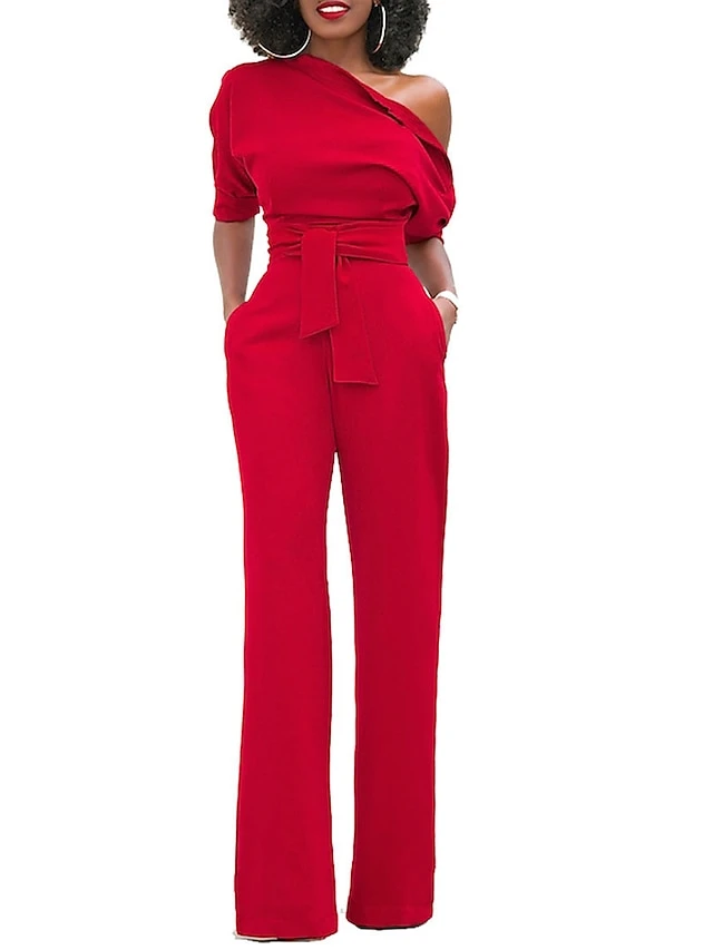 Women's Jumpsuit For Special Occasions Christmas Pocket High Waist Solid Color Cold Shoulder Business Office Work Party Xmas Regular Fit Half Sleeve Black White Yellow S M L Summer 17 Women's Jumpsuit For Special Occasions Christmas Pocket High Waist Solid Color Cold Shoulder Business Office Work Party Xmas Regular Fit Half Sleeve Black White Yellow S M L Summer - Image 15