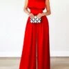 Women's Jumpsuit Pleated High Waist Solid Color Stand Collar Elegant Party Xmas Christmas Regular Fit Sleeveless Black Red Apricot S M L Fall -Cheap Women Clothing Store rsqilw1695347186423
