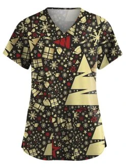 Christmas Scrub Tops Women Christmas Printing Short Sleeve V-Neck Working Uniform With Pocket Pullover Red 3X-Large 18 Christmas Scrub Tops Women Christmas Printing Short Sleeve V-Neck Working Uniform With Pocket Pullover Red 3X-Large -Cheap Women Clothing Store seibtn1636704930964