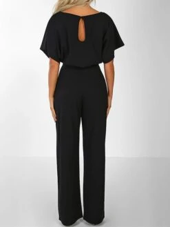 Women's Jumpsuit Lace Up High Waist Solid Color Crew Neck Xmas Business Office Work Christmas Regular Fit Half Sleeve Black Yellow Pink S M L Summer 25 Women's Jumpsuit Lace Up High Waist Solid Color Crew Neck Xmas Business Office Work Christmas Regular Fit Half Sleeve Black Yellow Pink S M L Summer -Cheap Women Clothing Store sgomar1692616126207