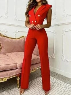 Women's Jumpsuit Button Print Print Shirt Collar Elegant Xmas Party Christmas Vacation Regular Fit Sleeveless Blue White Black S M L Spring