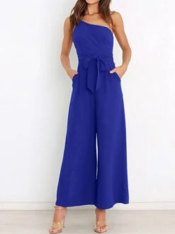 Women's Jumpsuit Pocket High Waist Solid Color One Shoulder Elegant Party Christmas Regular Fit Sleeveless Yellow Army Green Red S M L Fall 40 Women's Jumpsuit Pocket High Waist Solid Color One Shoulder Elegant Party Christmas Regular Fit Sleeveless Yellow Army Green Red S M L Fall -Cheap Women Clothing Store sosxoo1697018384060