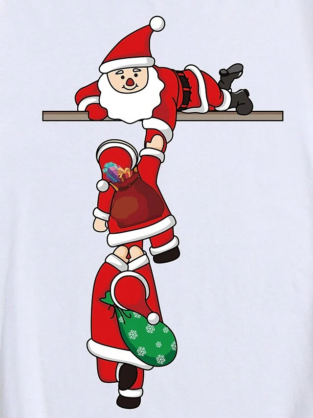 Women's T Shirt Tee Christmas Shirt White Letter Santa Claus Print Short Sleeve Christmas Weekend Festival / Holiday Christmas Round Neck Regular Fit Painting Summer 7 Women's T Shirt Tee Christmas Shirt White Letter Santa Claus Print Short Sleeve Christmas Weekend Festival / Holiday Christmas Round Neck Regular Fit Painting Summer - Image 5