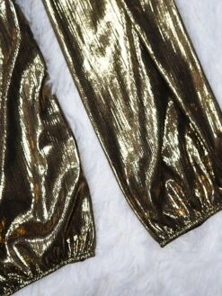 Women's Jumpsuit High Christmas Waist Solid Color V Neck Streetwear Party Xmas Street Regular Fit Long Sleeve Gold Green S M L Fall -Cheap Women Clothing Store sqdotm1695281851916