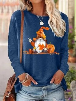 Women's T Shirt Tee Christmas Shirt Black Pink Blue Santa's Helper Print Long Sleeve Christmas Weekend Festival / Holiday Round Neck Regular Fit Painting Spring &Fall 9 Women's T Shirt Tee Christmas Shirt Black Pink Blue Santa's Helper Print Long Sleeve Christmas Weekend Festival / Holiday Round Neck Regular Fit Painting Spring &Fall -Cheap Women Clothing Store srsxea1695727462378