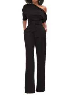 Jumpsuits For Women Dressy Pocket High Waist Solid Color One Shoulder Elegant Xmas Party Christmas Street Regular Fit Half Sleeve Black Blue Yellow S M L Fall Winter Summer 25 Jumpsuits For Women Dressy Pocket High Waist Solid Color One Shoulder Elegant Xmas Party Christmas Street Regular Fit Half Sleeve Black Blue Yellow S M L Fall Winter Summer -Cheap Women Clothing Store sxbgxq1666854271599