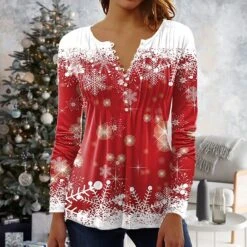 Women's Shirt Blouse Christmas Shirt Maroon Wine Red Black Plaid Snowman Deer Button Print Long Sleeve Christmas Casual Holiday Christmas Round Neck Regular Fit Spring Fall 26 Women's Shirt Blouse Christmas Shirt Maroon Wine Red Black Plaid Snowman Deer Button Print Long Sleeve Christmas Casual Holiday Christmas Round Neck Regular Fit Spring Fall -Cheap Women Clothing Store syckhn1671419258658