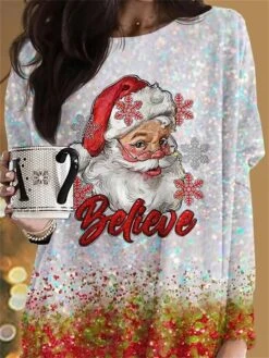 Women's T Shirt Tee Christmas Shirt Light Green Wine Red Santa Claus Snowflake Pocket Print Long Sleeve Party Christmas Casual Funny Christmas Round Neck Regular Fit Painting Spring &Fall 11 Women's T Shirt Tee Christmas Shirt Light Green Wine Red Santa Claus Snowflake Pocket Print Long Sleeve Party Christmas Casual Funny Christmas Round Neck Regular Fit Painting Spring &Fall -Cheap Women Clothing Store tggylk1693563450271